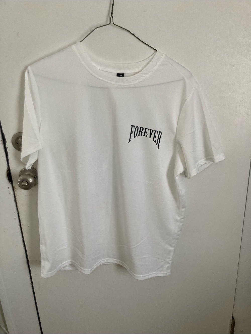 SHEIN White 'FOREVER' Graphic Short Sleeve Tee